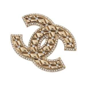 Chanel Brooch Coco Mark Metal Rhinestone A23C CHANEL Women's